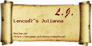 Lencsés Julianna névjegykártya
